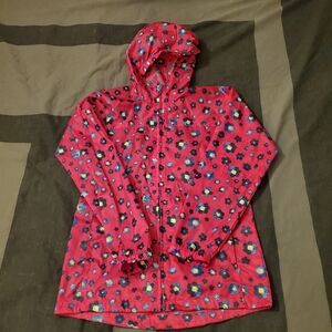 Girl's Size 16 Hooded Land's End Floral Spring Hot Pink Hooded Rain Coat Jacket